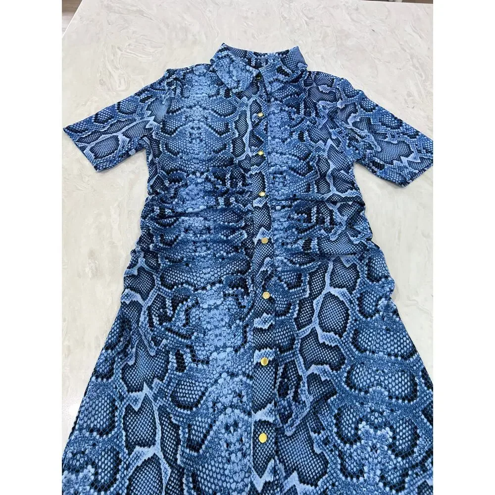 Blue Snake Skin dress - Size M - Picture 4 of 12